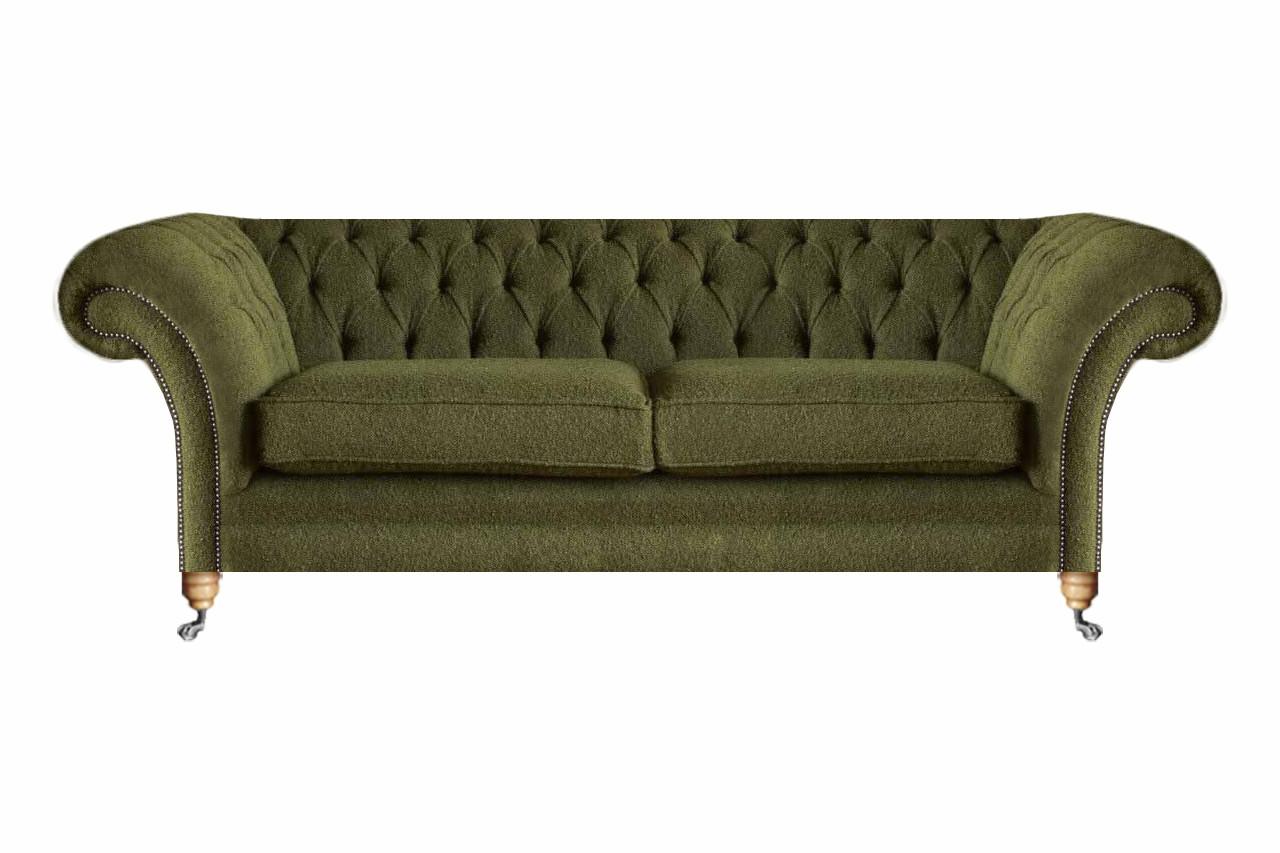Modern Zweisitzer Sofa Couch Chesterfield Grün Polstermöbel Textil Sitz Polster