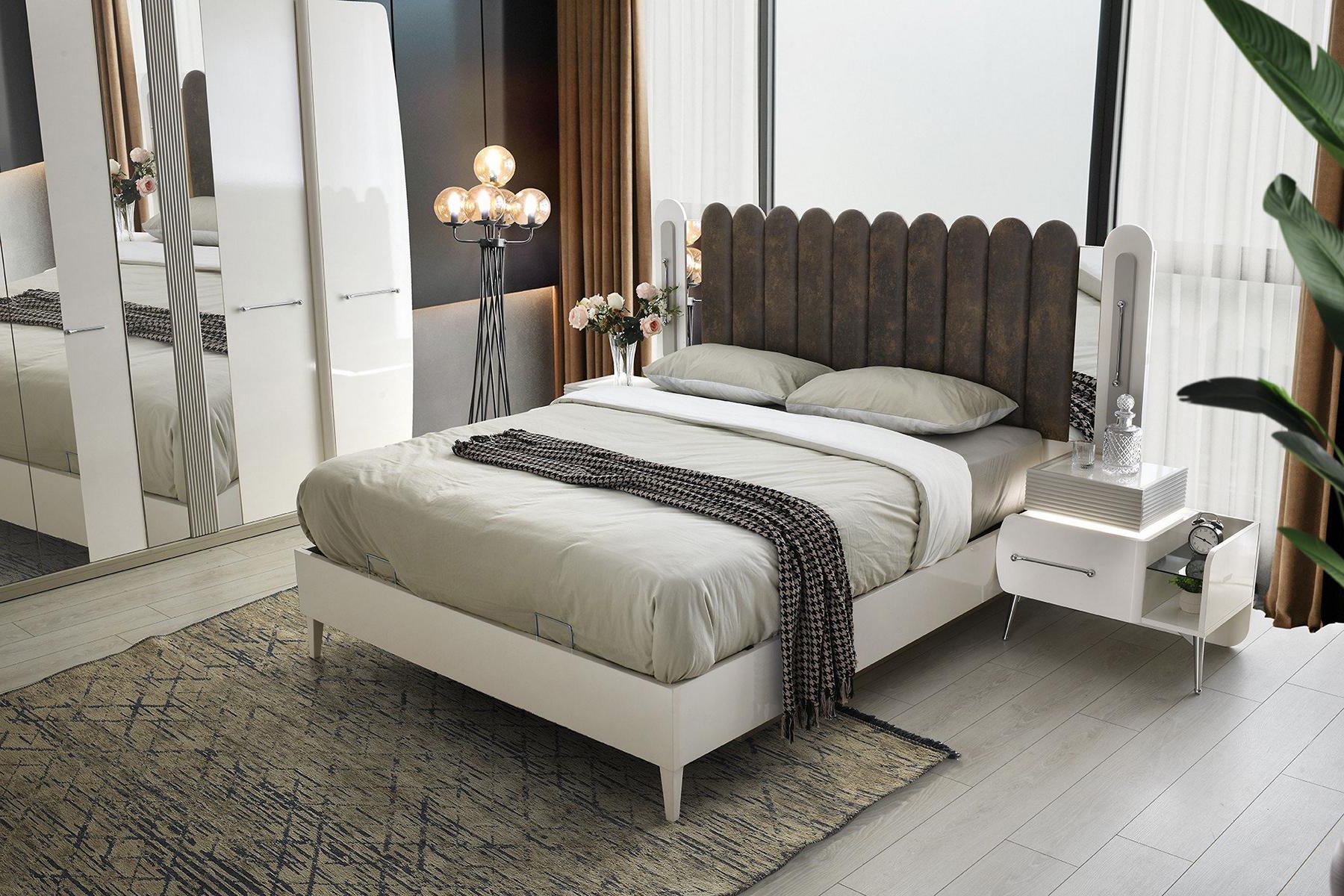Doppelbett Bett mit Bettkasten Bettrahmen Weiß Schlafzimmer 180 cm