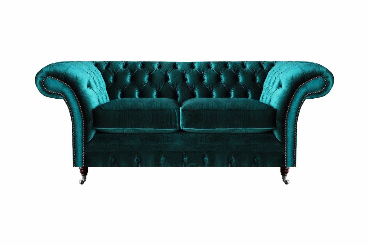Chesterfield Design Grün Sofa Zweisitzer Sofa Einrichtung Polstermöbel