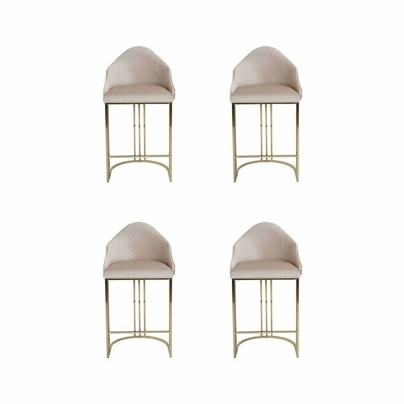 Stilvoll Esstisch 4x Stühle Beige Lehnstuhl Möbel Einrichtung Sitzpolster Stühle