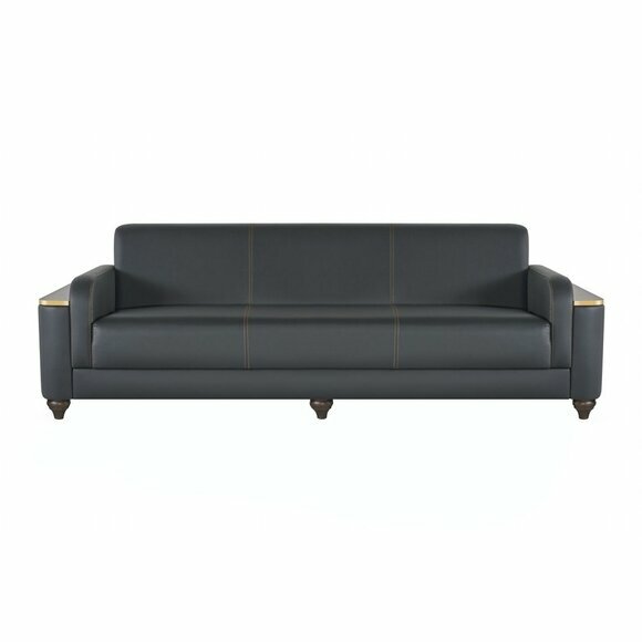 Sofa 3-Sitzer Arbeitszimmer Modern Design Stil Schwarz Einfarbig Farbe