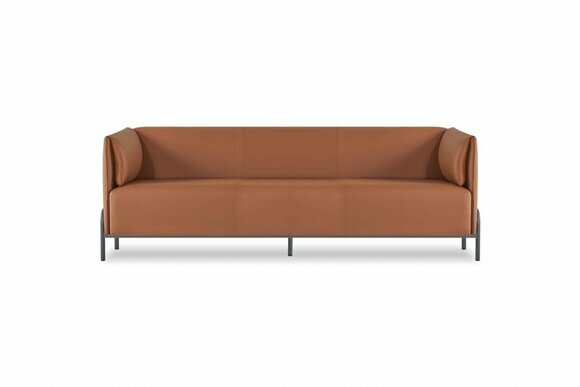 Sofa 3-Sitzer Braun Einfabig Arbeitszimmer Wohnzimmer mit Kissen Modern