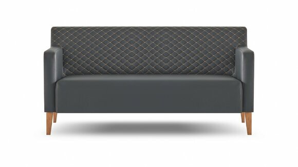 Sofa 3-Sitzer Schwarz Einfarbig Modern Design Arbeitszimmer Wohnzimmer