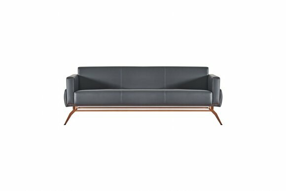 Sofa 3-Sitzer Schwarz Einfarbig Modern Design Stil Arbeitszimmer Braun