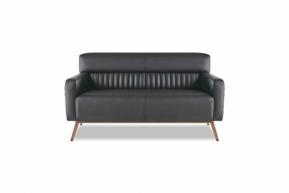Sofa 2-Sitzer Arbeitszimmer Wohnzimmer Schwarz Einfarbig Modern Design