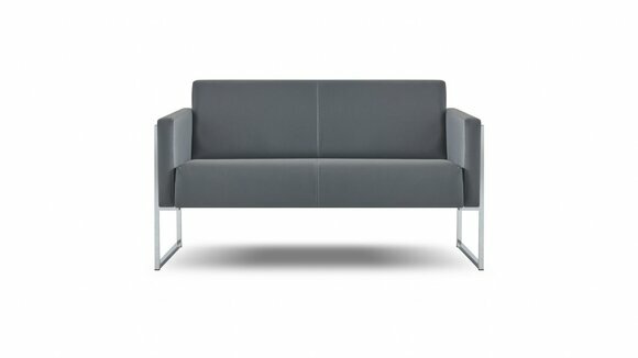 Sofa 2-Sitzer Grau Arbeitszimmer Einfarbig Wohnzimmer Modern Design Stil