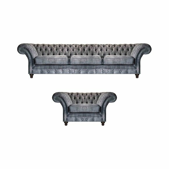 Schicke Chesterfield Couchen Bettfunktion Sofas Edler Lehnsessel 2tlg