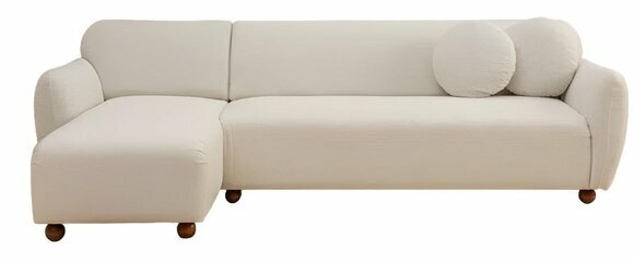 Ecksofa L-Form Modern Design Stil Weiß Wohnzimmer Textil Holz Material
