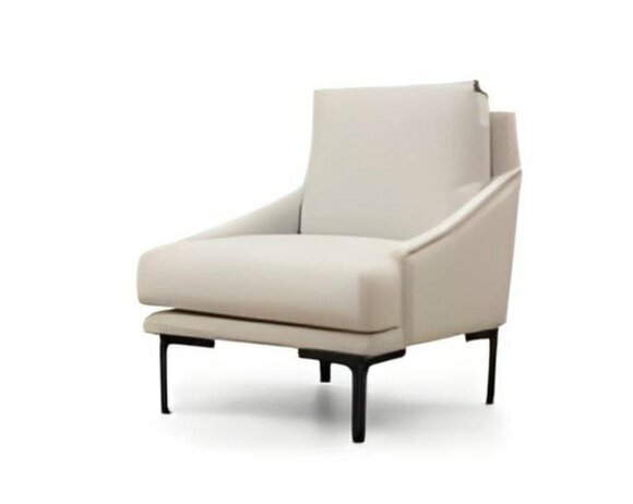 Sessel Weiß Einfarbig Modern Design Stil Wohnzimmer Arbeitszimmer Textil