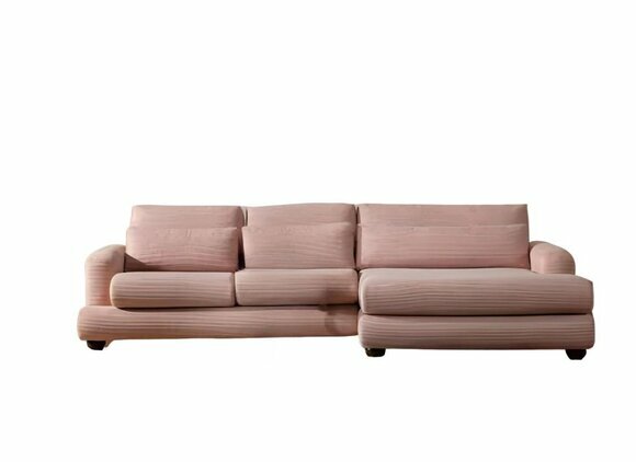 Exklusive Rosa Eckcouch Designer Wohnzimmer L-Form Sofa Polster Möbel