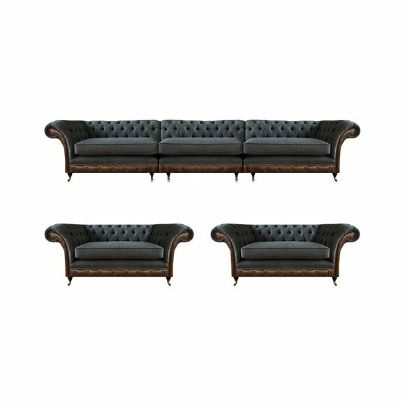 Grau-Braune Chesterfield Sofas Designer Sessel Polstercouch Edle Möbel