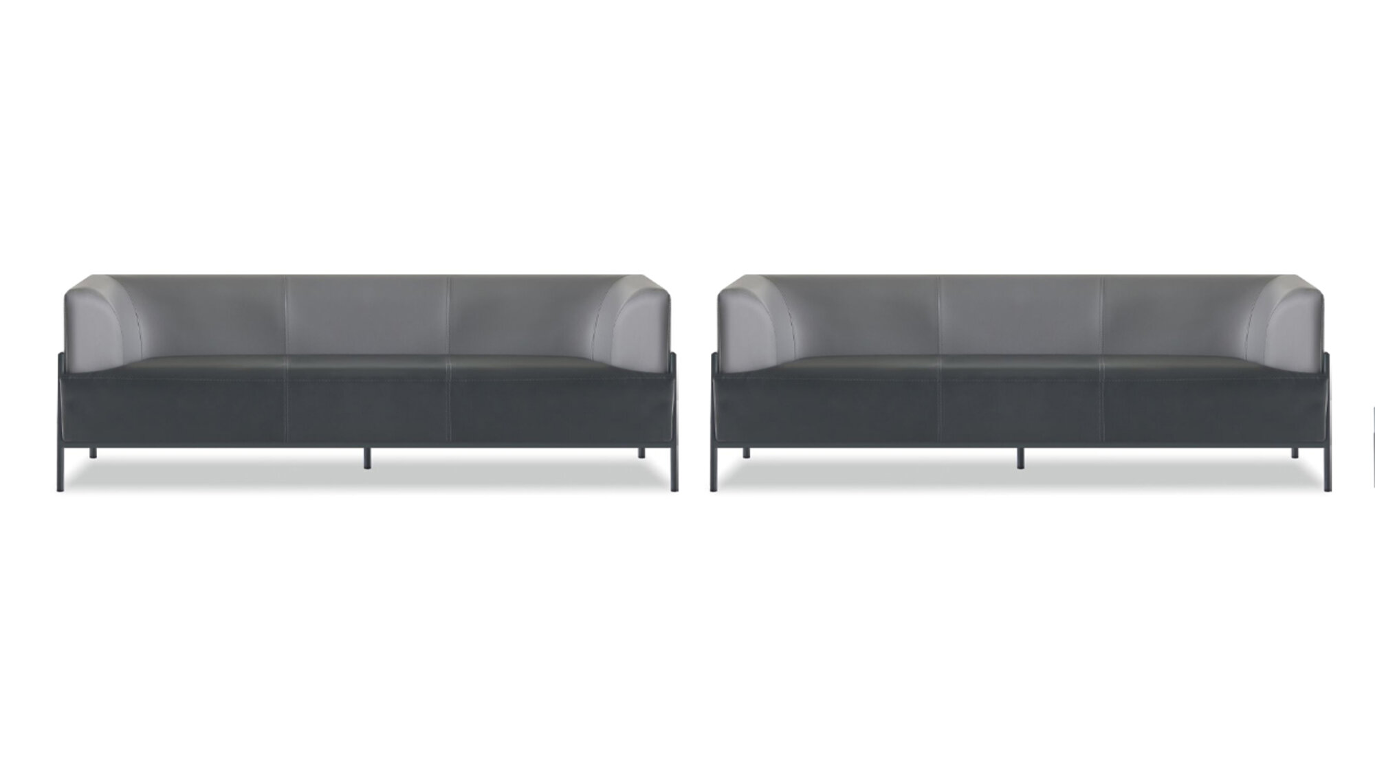 Schwarze Arbeitszimmer Sitzgarnitur Edler Wartezimmer 3-Sitzer 2tlg Set