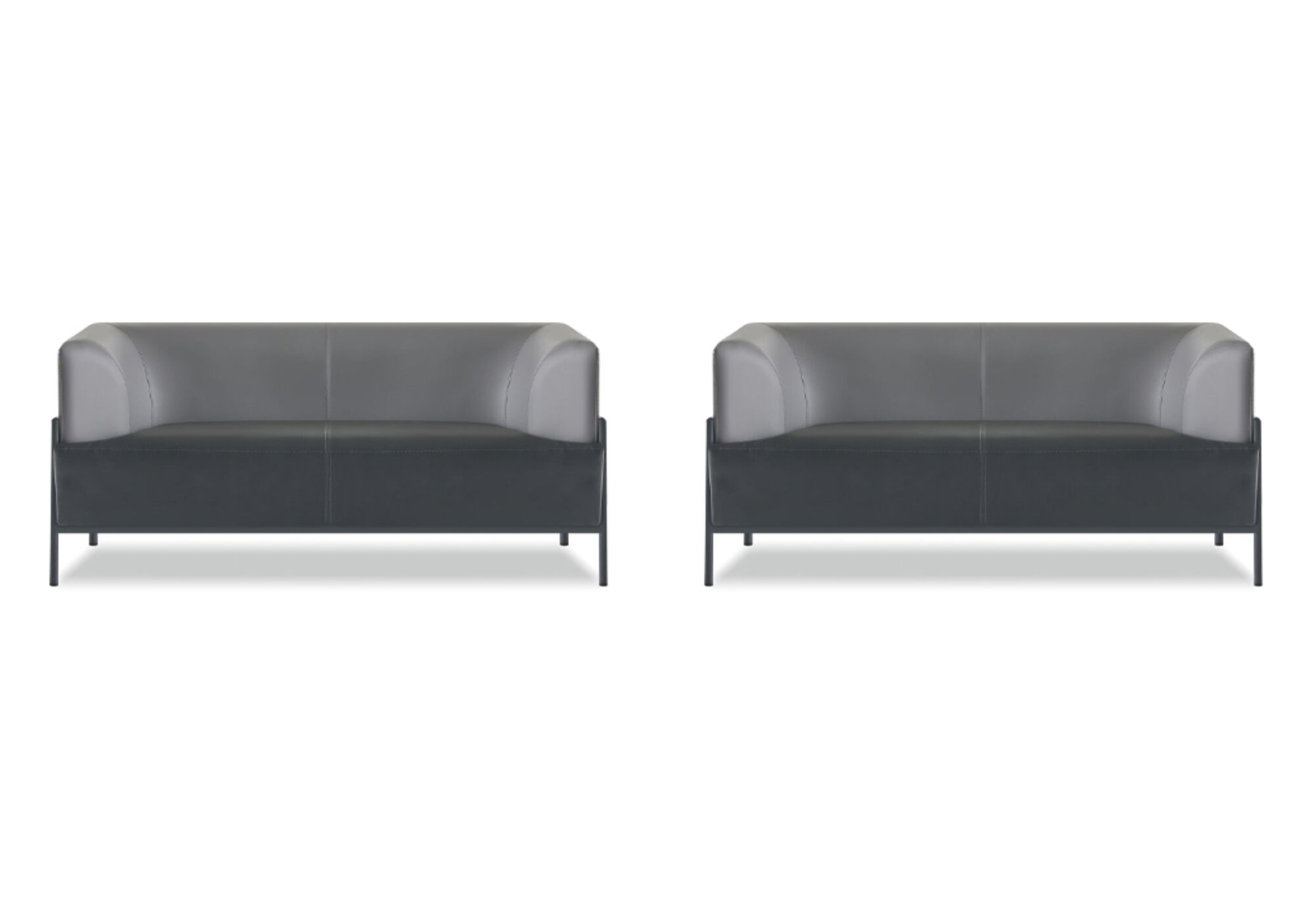 Schwarze Kunstleder Arbeitszimmer Sitzmöbel Moderne 2x 2-Sitzer 2tlg Set