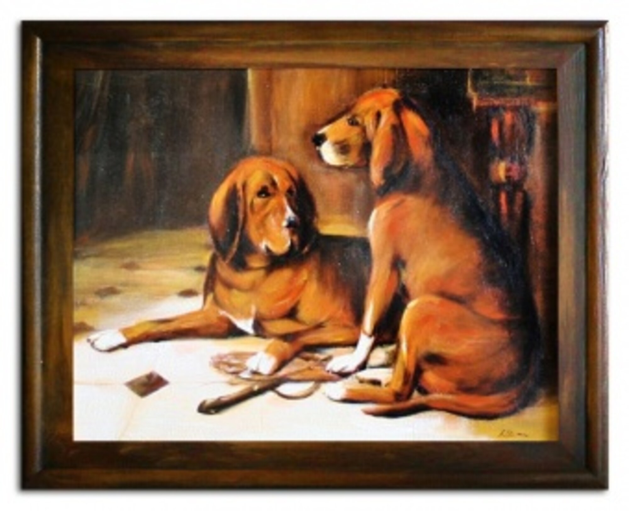 Zwei Hunde Handarbeit Ölbilder Gemälde Leinwand Ölbild Bild Bilder G03580