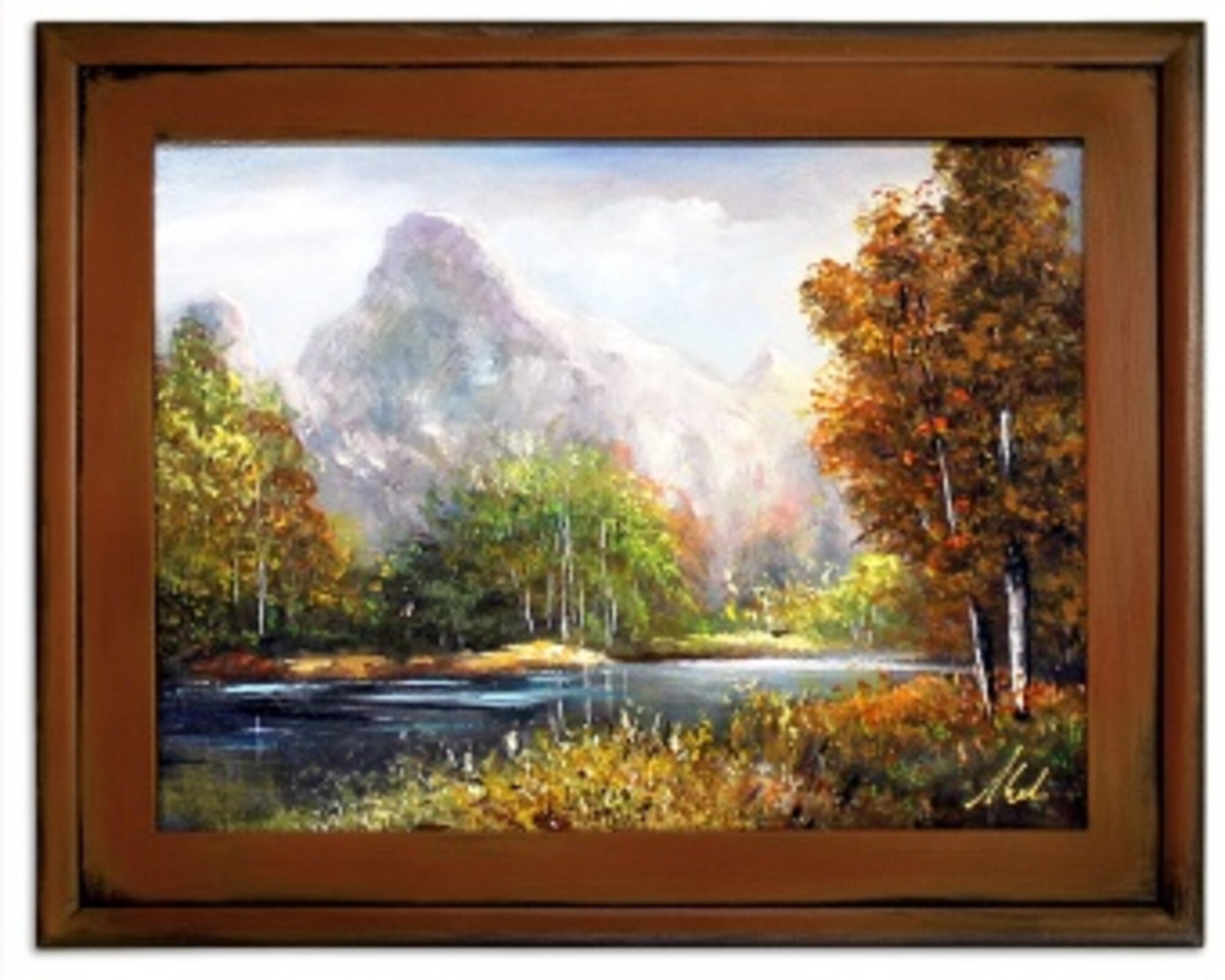 Landschaft mit Bergen Handarbeit Ölbilder Gemälde Leinwand Ölbild G120176