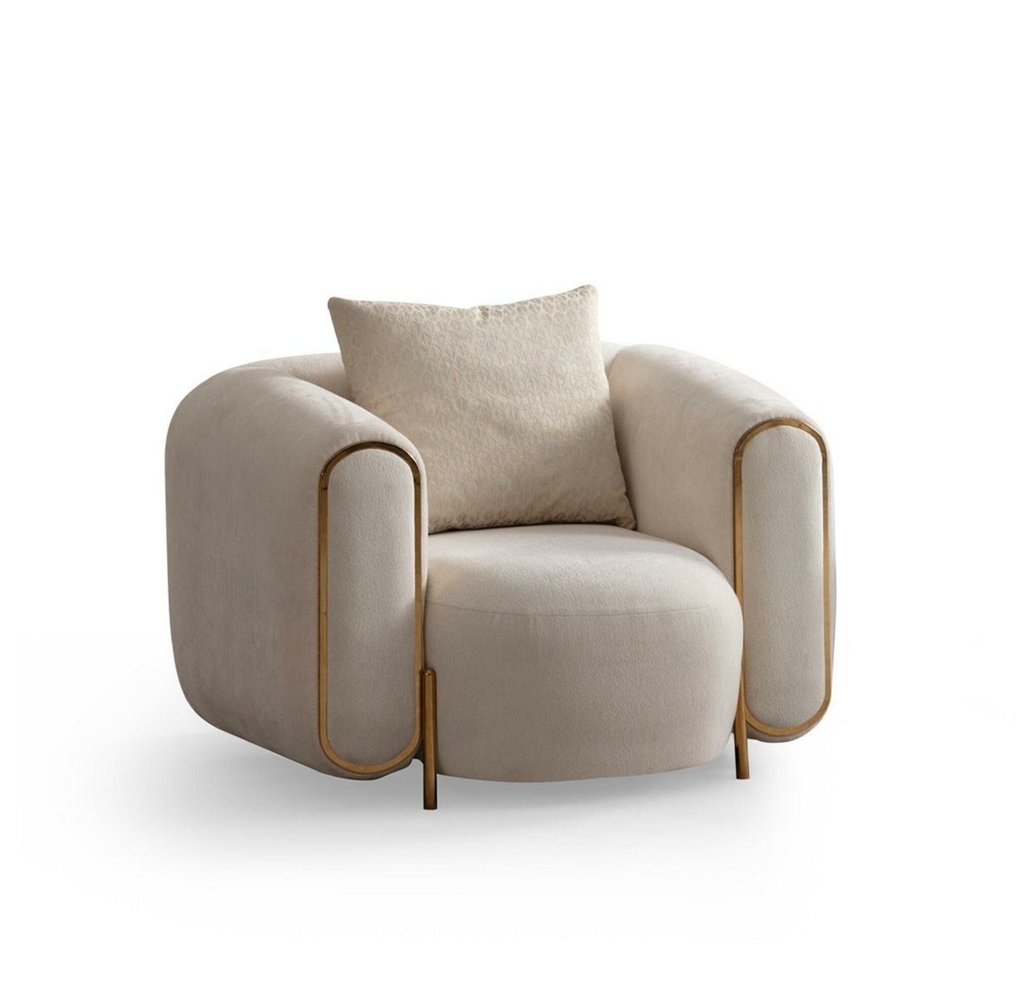 Luxus Sessel Beige Wohnzimmer Stil Polsterung Textil Lounge Modern