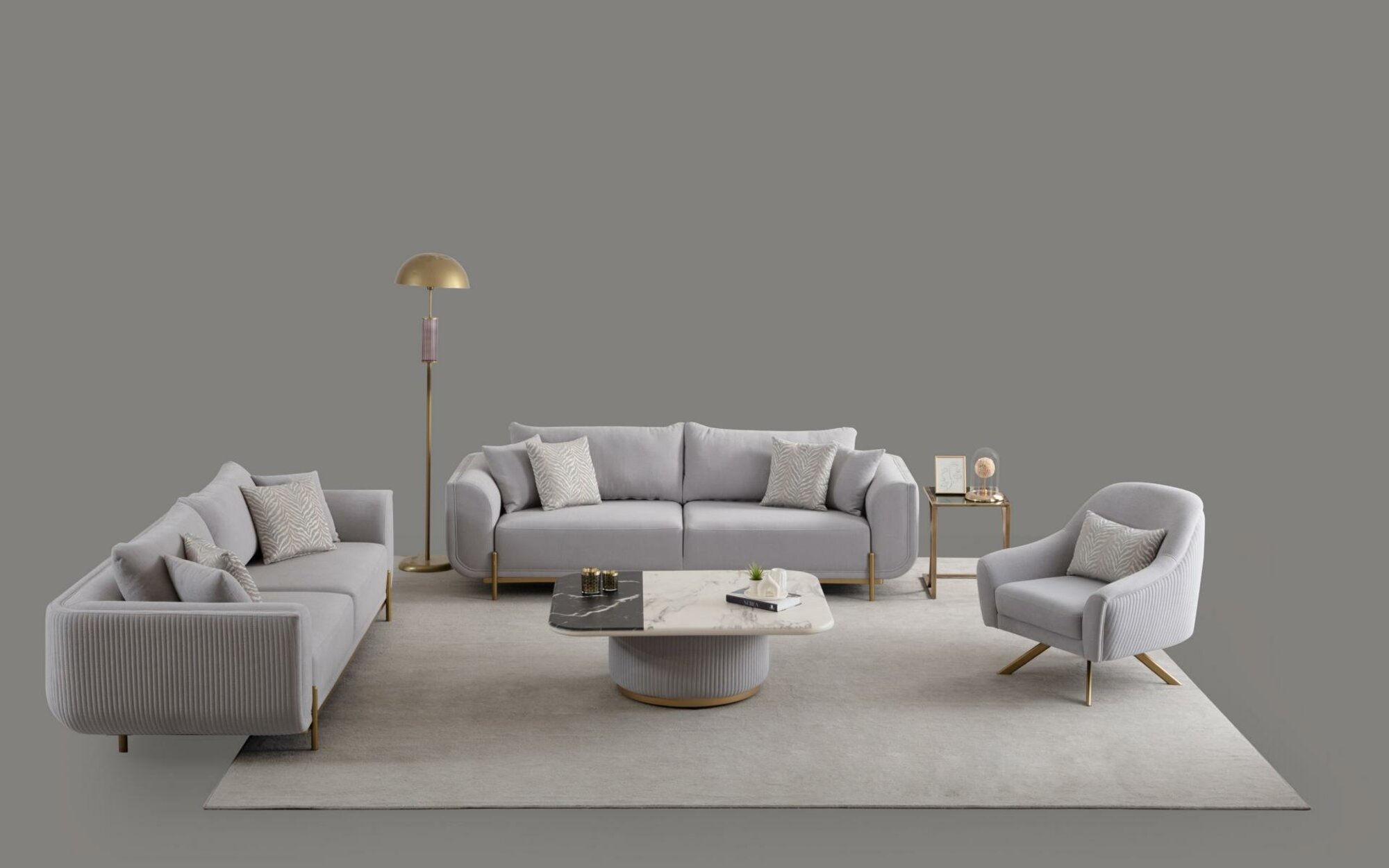 Sofagarnitur 3+3+1 Sitzer Neu Design Sofas Polster Couchen Textil Relax Modern