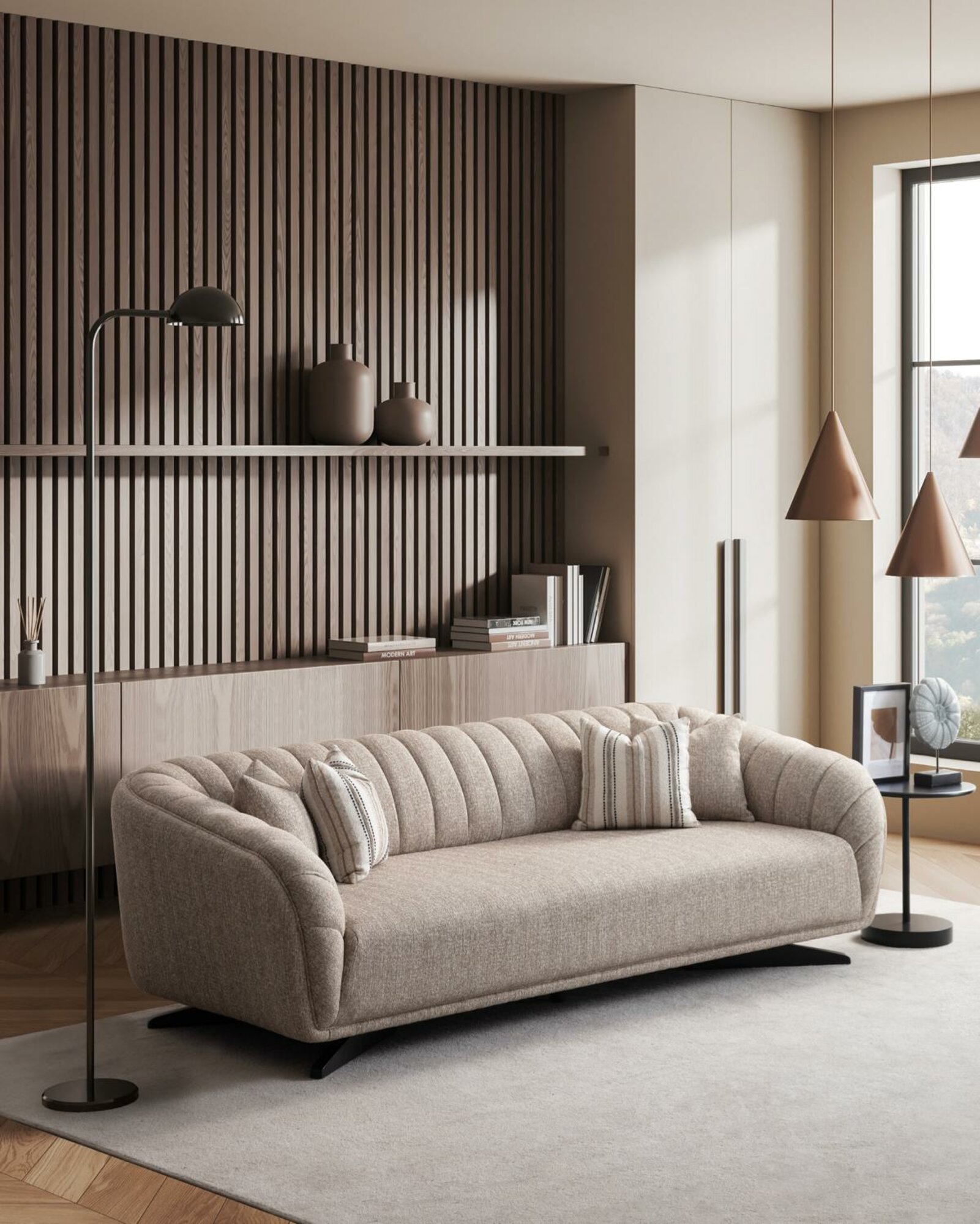 Sofa 3 Sitzer Polstersofa Grau Textil Sitz Design Couch Modern Neu