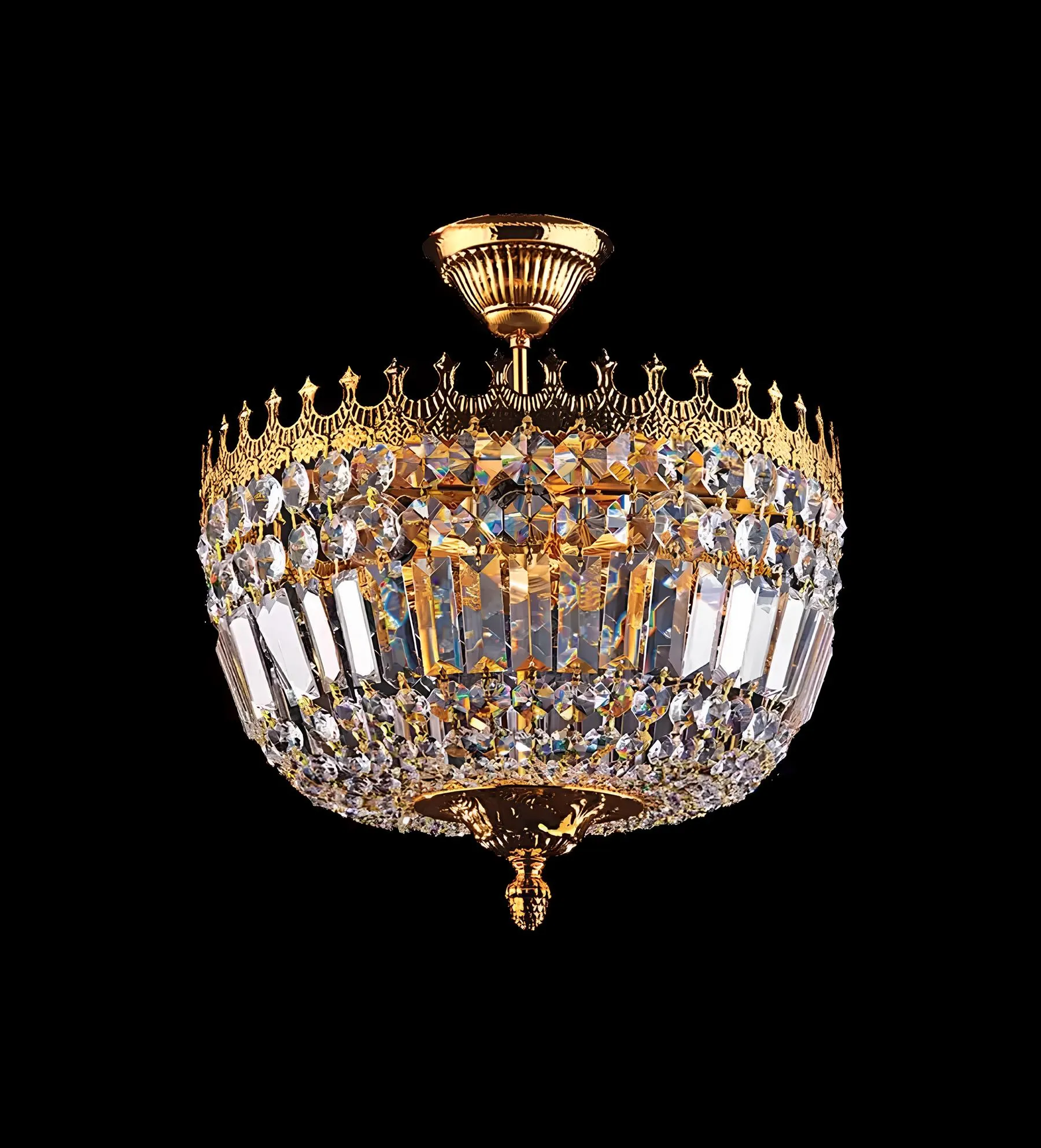 Kronleuchter Deckenleuchter Luxus Gold Deckenlampe Lüster Kristall Art