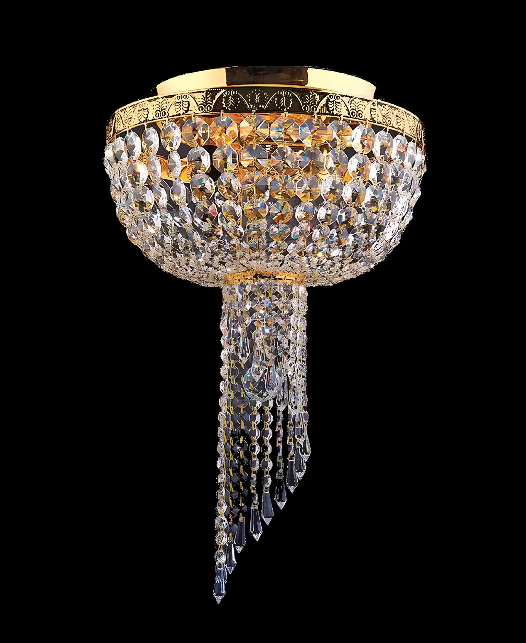 Lüster Deckenleuchter Luxus Gold Kronleuchter Deckenlampe Kristall Art
