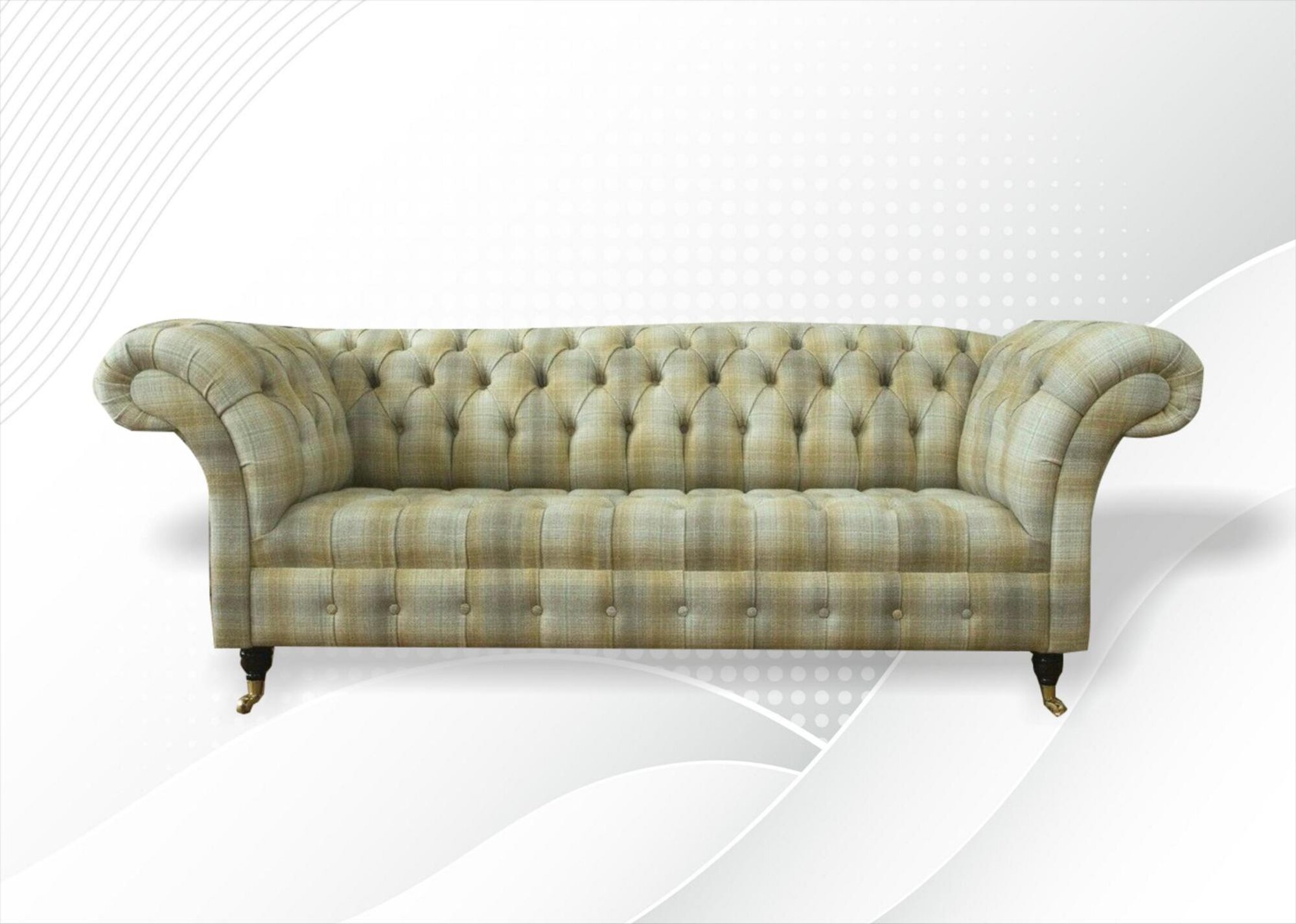 Sofa 3er Stoff Design Couch Polster Sofas Chesterfield Garnitur Dreisitzer 225cm