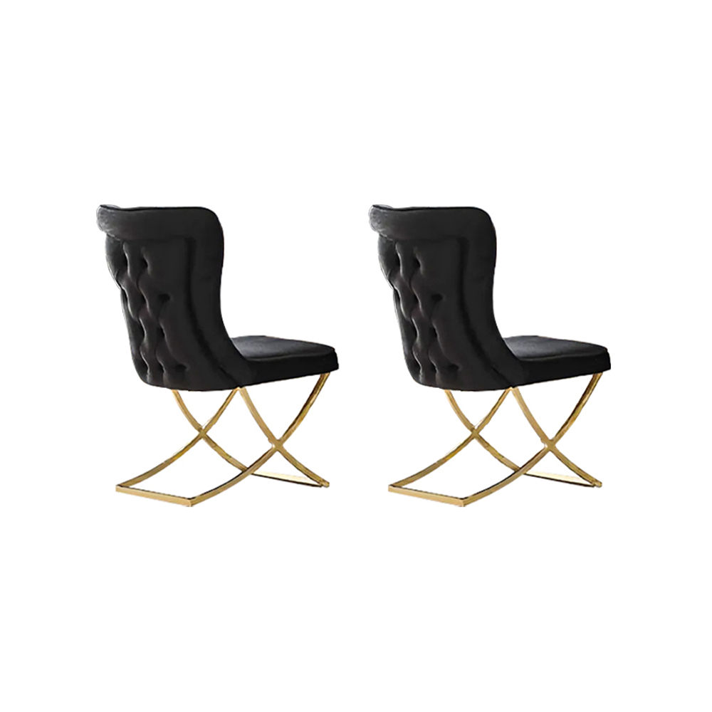 Stuhl Komplette Esszimmerstühle Stühle Küchenstühle Schwarz 2tlg Gold Stoff