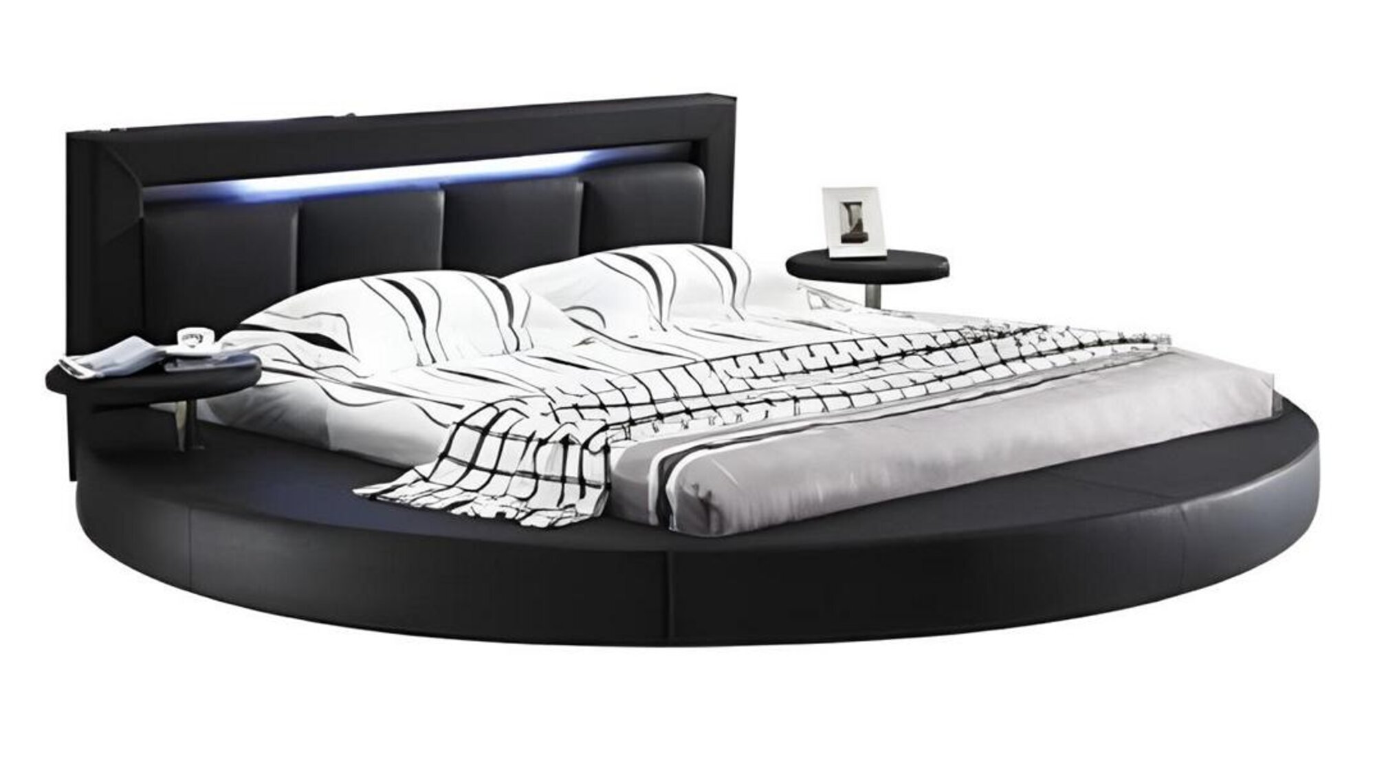 Bett Schlafzimmer Schwarz Designer Luxus LED-Licht Komplett Doppelbett Hotel Neu