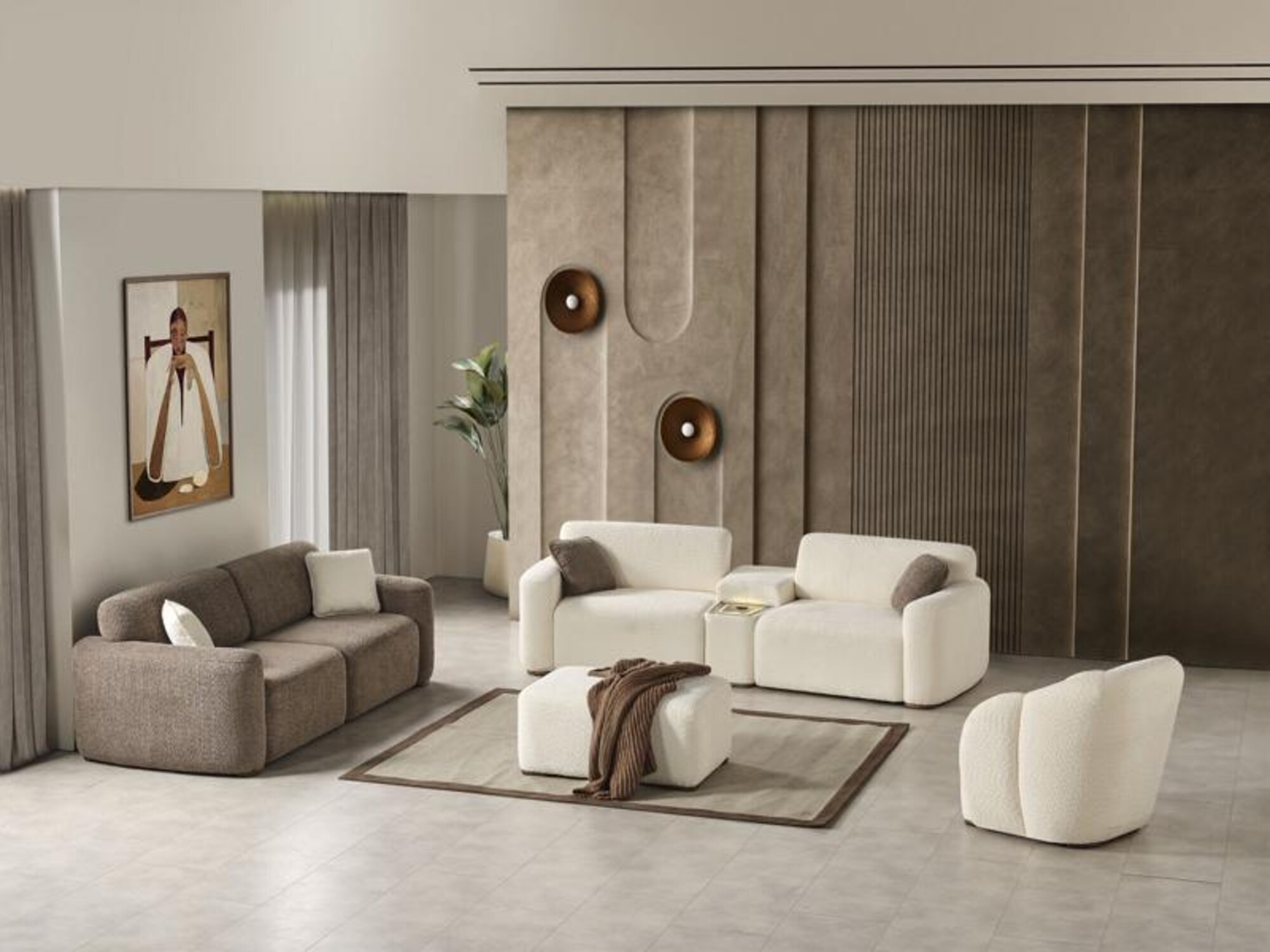 Sofa-Set Sofagarnitur Relaxgarnitur Lounge Polster Sitzgruppe Sofa Couch 3tlg