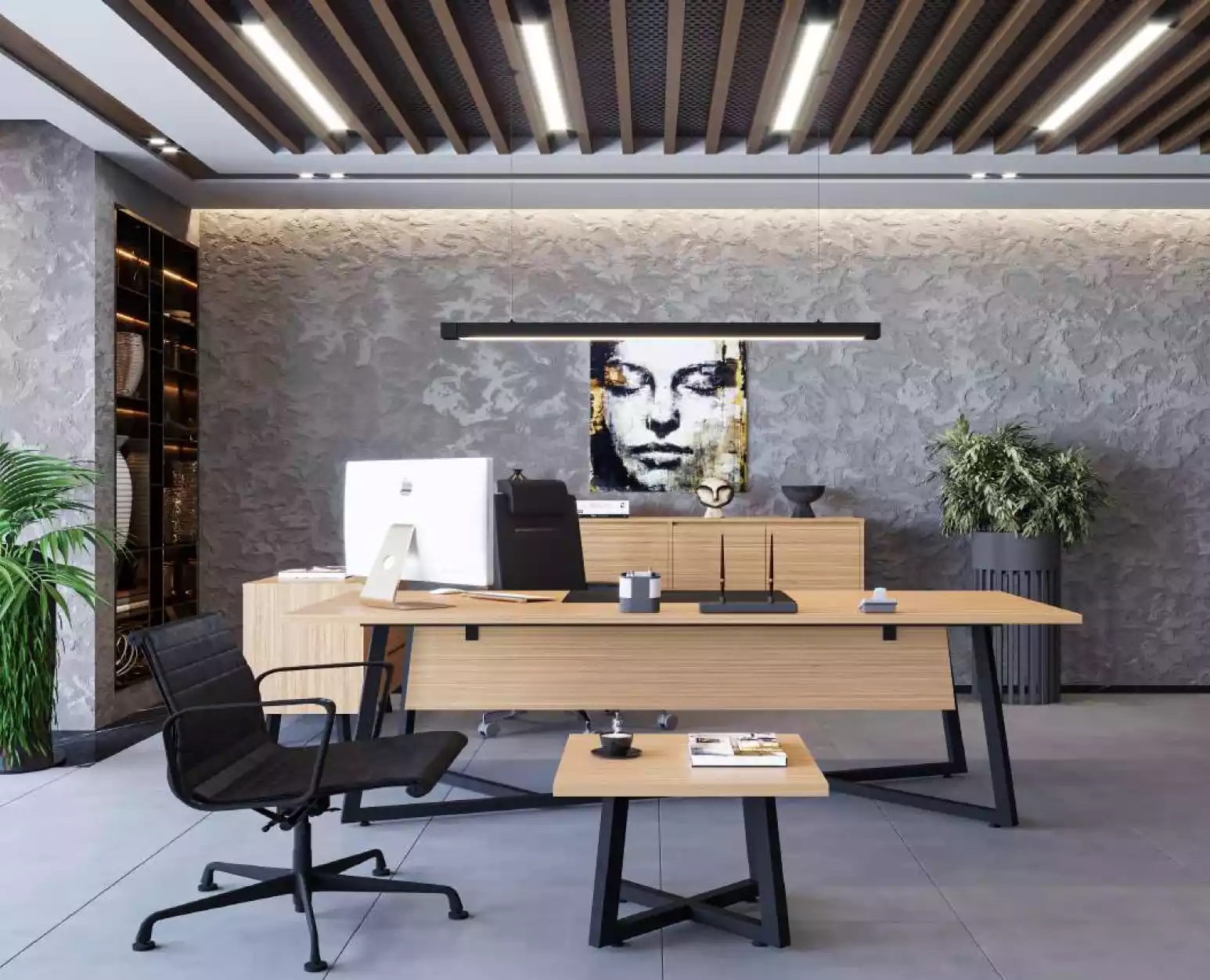 Modernes Büro Set Schreibtisch Couchtisch Aktenschrank Kommode 4tlg.