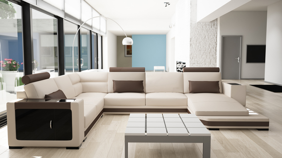 Wohnlandschaft Ecksofa Designer Couch Sofa Garnitur Polster Ecke Leder Sofas Neu