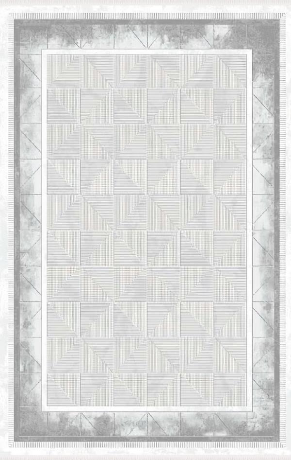 Kunstfaserteppich Teppich Geometrisches Muster Bordüre Kurzflor Grau