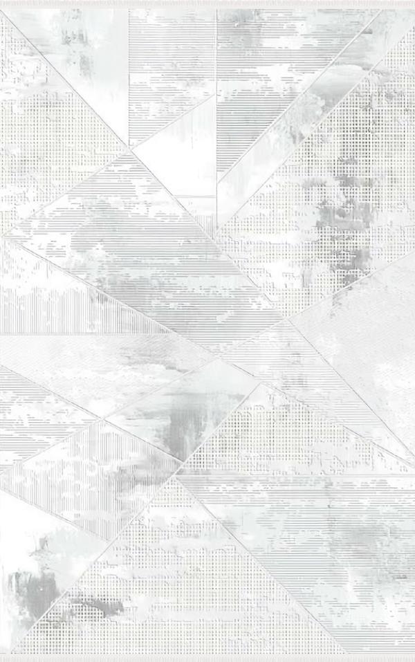 Teppich Geometrisches Muster Kurzflor Wohnzimmerteppich Grau Modern 160 x 230 cm