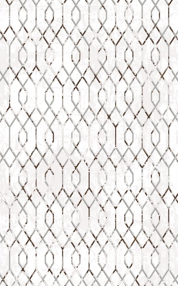 Teppich Wohnzimmerteppich Weiß Abstrakter Geometrisches Muster Silber