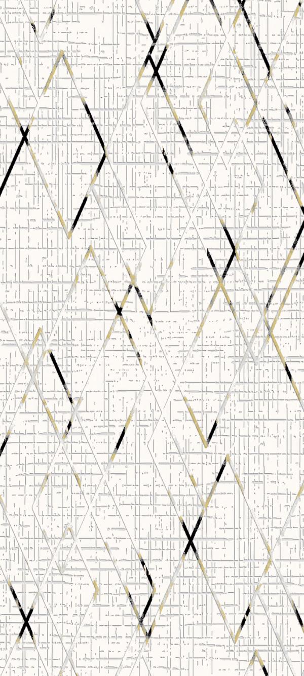 Bodenteppich Weiß Teppich Gold Schwarz Linien Wohnzimmerteppich Kurzflor