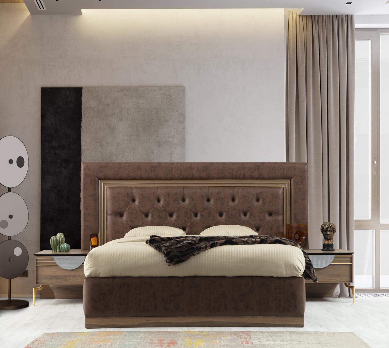 Bett 2x Nachttische 3tlg.Schlafzimmer Set Design Luxus Schlafzimmer Neu