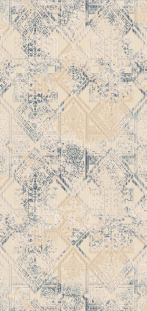 Teppich Kunstteppich Wohnzimmer Schlafzimmer Gradient Blau Beige Design