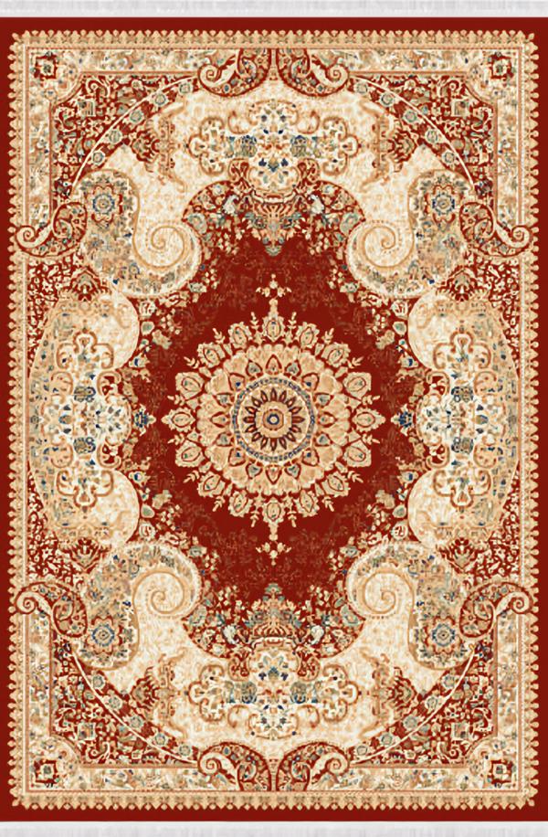 Orient Teppich Wohnzimmerteppich Kurzflor Bordüre Klassisch Rot Beige 150x233