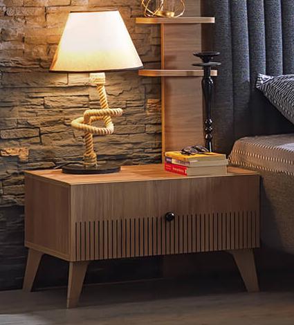 Schlafzimmer Nachttisch Braun Nacht Konsole Designer Holzmöbel Einrichtung