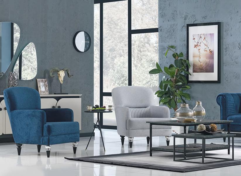 Hotel Möbel Loung Club Sessel Design Kino Lobby Möbel 2tlg. Set Grau