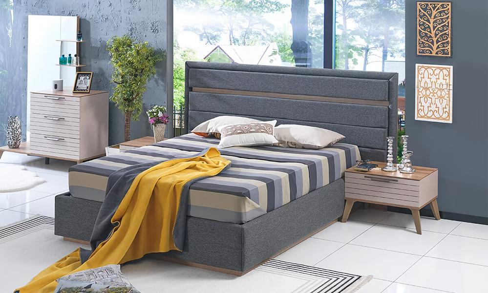 Komplettes Schlafzimmer Bett 2x Nachttische Set Kommode Sets Schlaf 4tlg