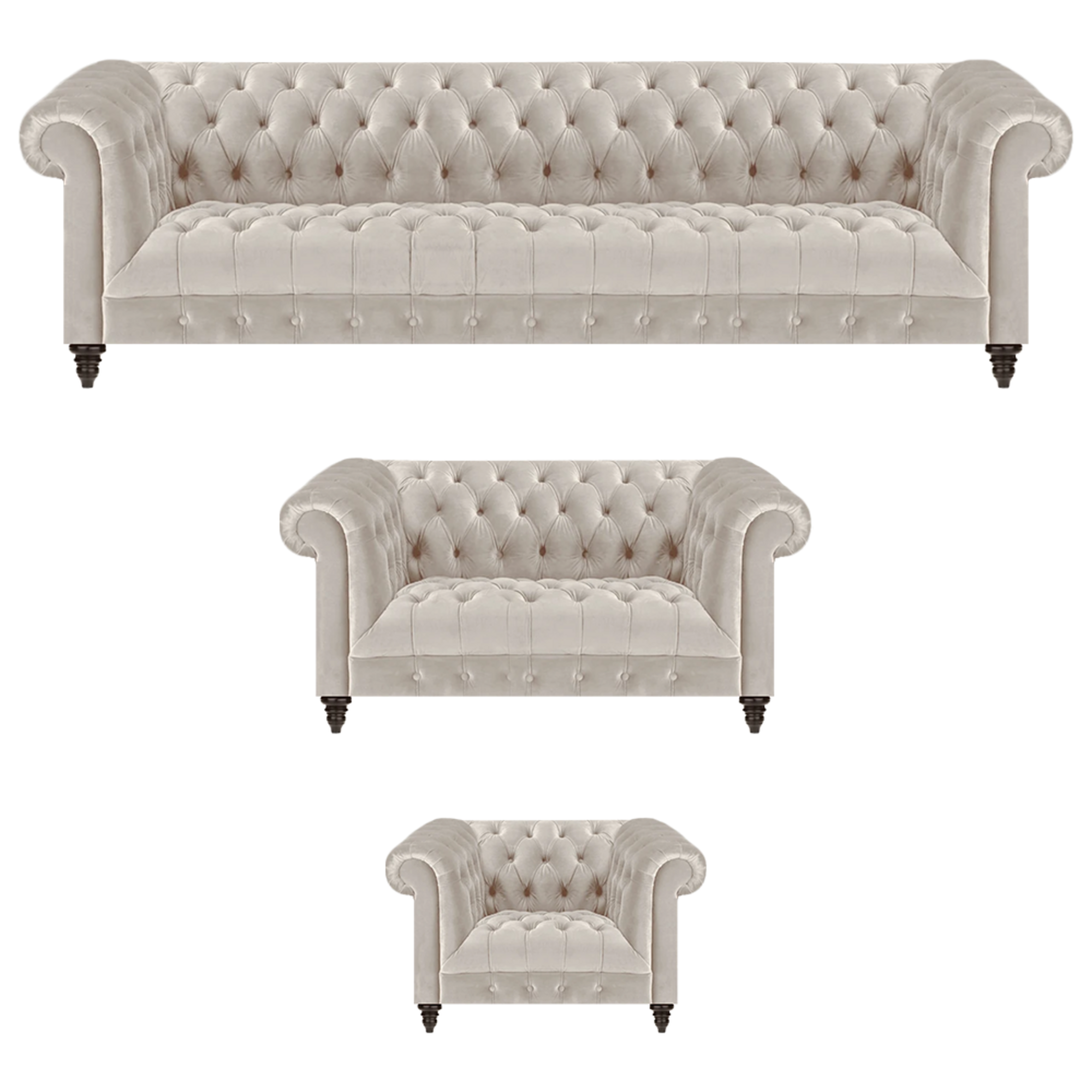 Exklusive Chesterfield Weiße Couchgarnitur Designer Viersitzer Sessel