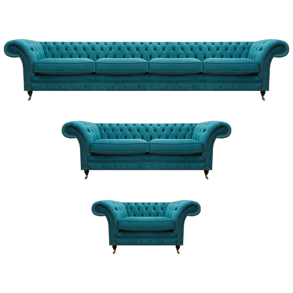 Luxus Möbel Sofagarnitur Blau Sofa Polster 4+2+1 Textilsofa Couch Set Garnitur