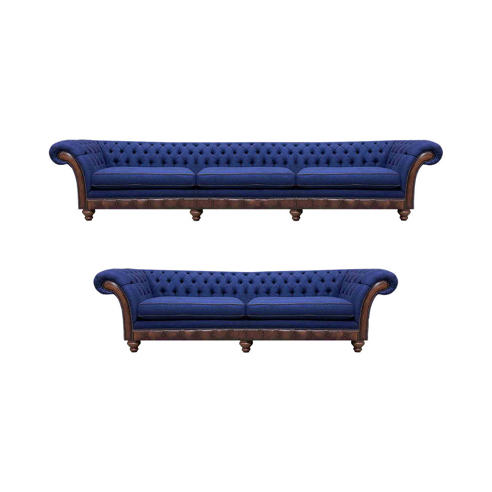 Blaue Chesterfield Stoffcouchen Designer Sofagarnitur Luxus Sitzmöbel