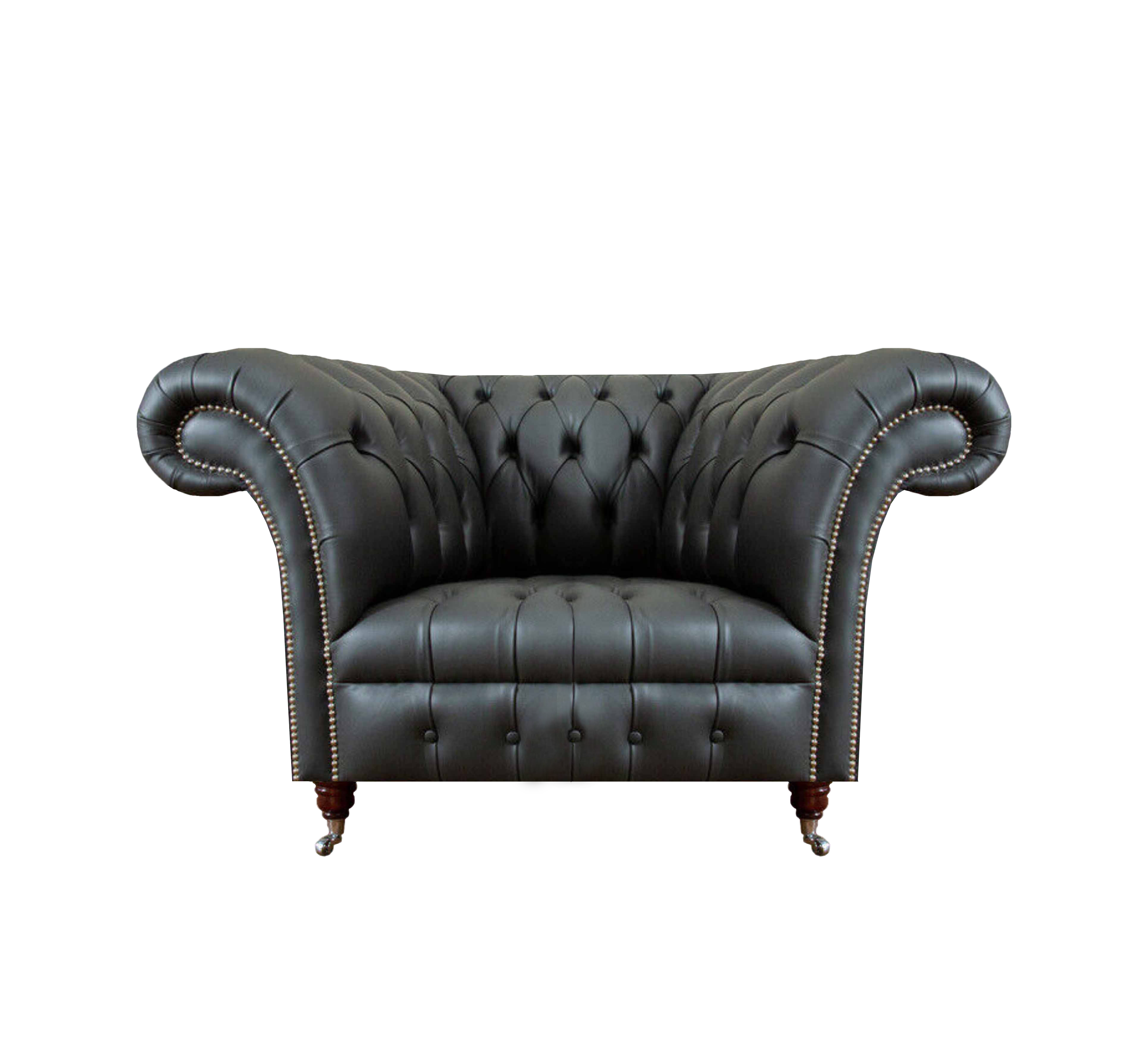 Grau Leder Sessel Wohnzimmer Luxuriöse Moderne Chesterfield Polstermöbel