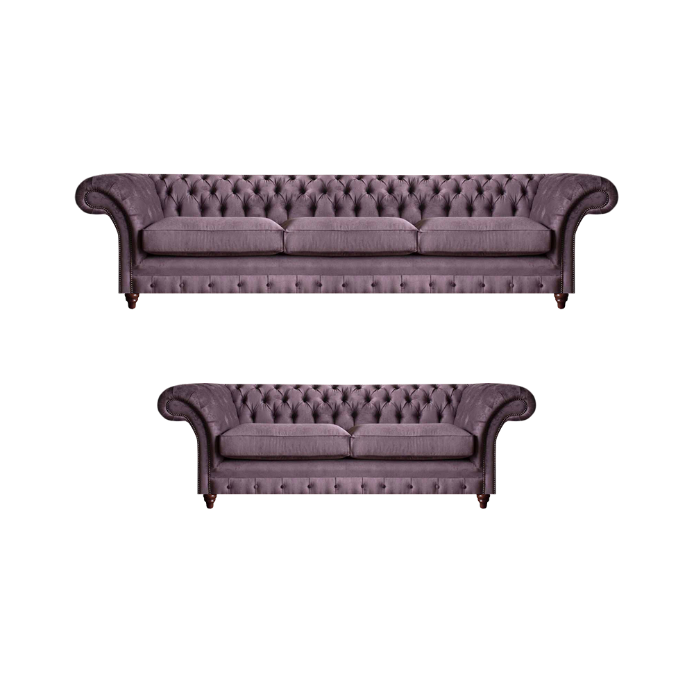 Modernes Chesterfield Polster Set Edler Dreisitzer Textil 2-Sitzer 2tlg