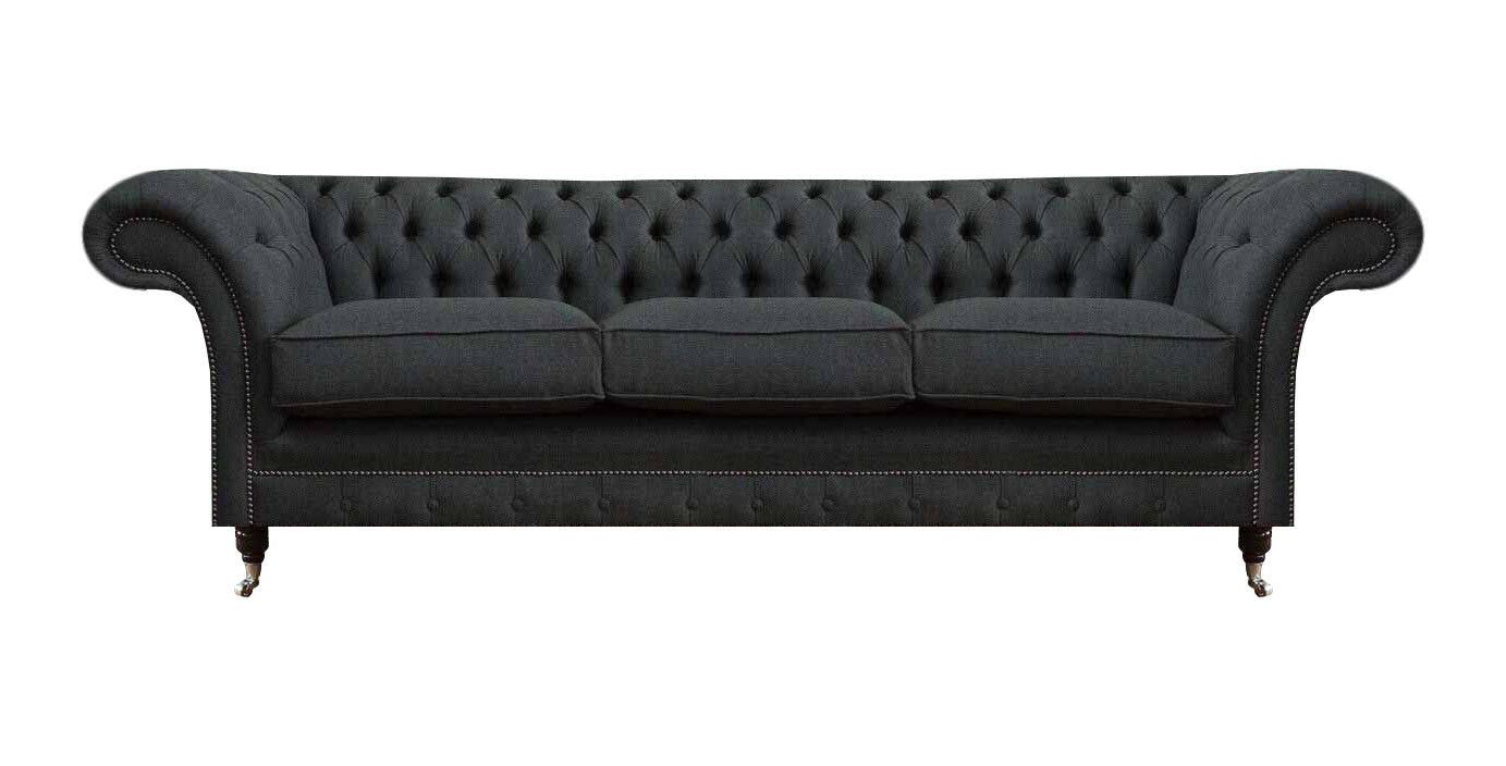Robuste Chesterfield Graue Couch Wohnzimmer Dreisitzer Textil Möbel