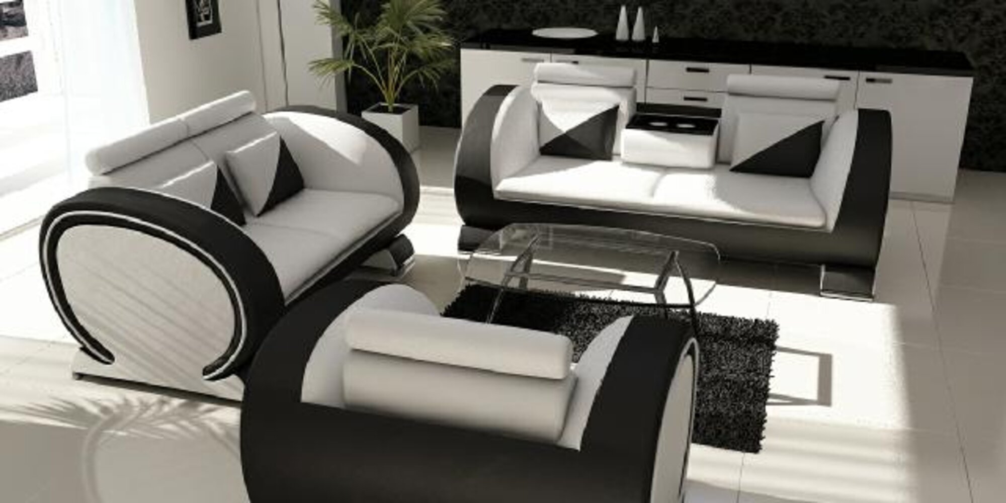 Sofagarnitur Couch Polster Leder Garnitur Couchen Sofas 3+2+1 Ledersofa Sofa !!