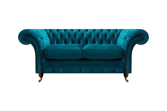 Wohnzimmer Modern Zweisitzer Sofa Couch Blau Modern Polster Stoff Textil