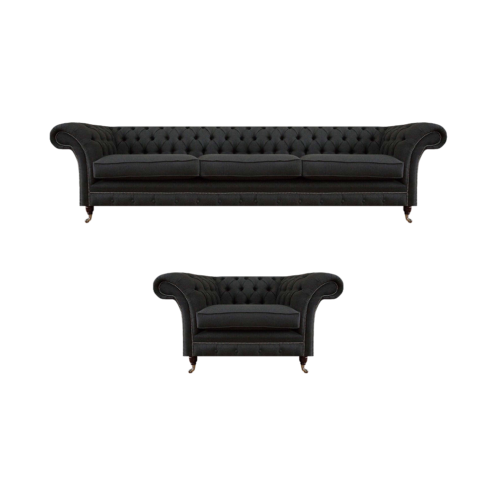 Moderne Chesterfield Couchgarnitur Edler 3-Sitzer Stilvoller Lehnsessel