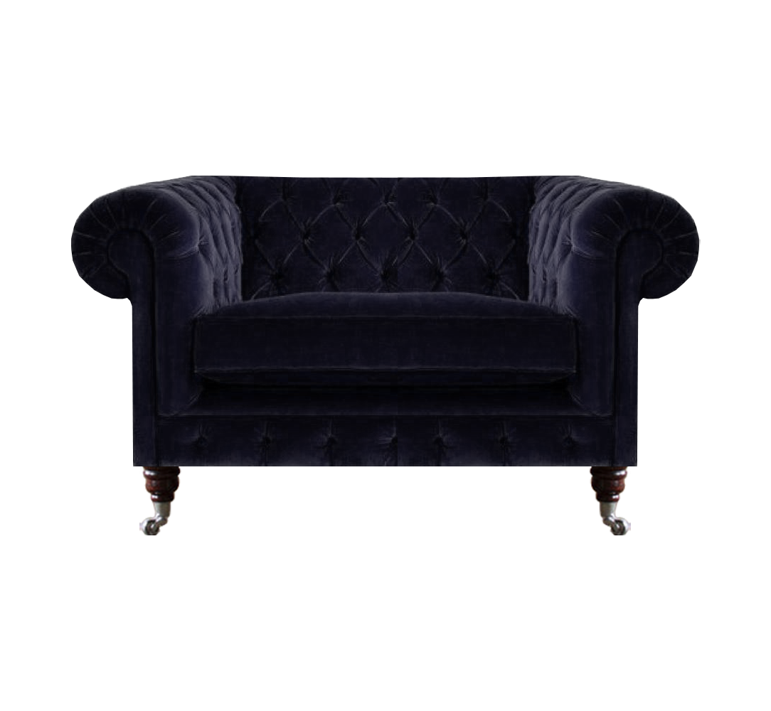 Dunkelblauer Chesterfield Sessel Wohnzimmer Designer Einsitzer Sitzmöbel